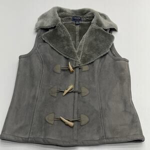 CHAPS Women’s Medium Gray Velour / Fleece Vest